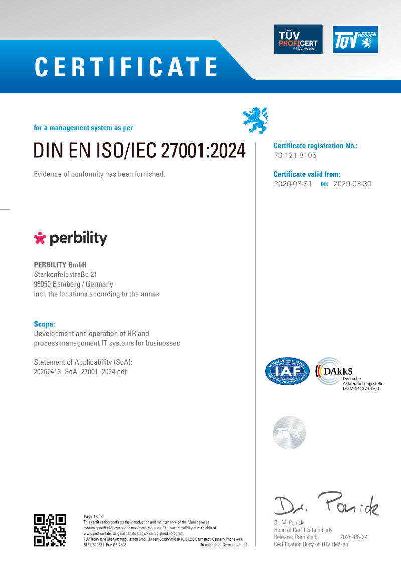 DIN EN ISO 27001 certificate