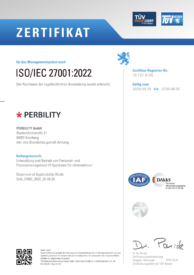 Zertifikat DIN EN ISO 27001
